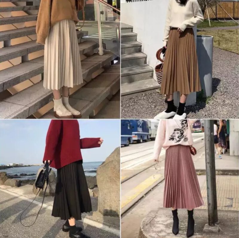 Váy Xếp Ly Dáng Dài Vừa Chân Váy Quần Áo Nữ Trang Phục Xuân Thu Váy Dài Voan  Thu Đông Mẫu Mới Mùa Thu Năm 2022 Chân Váy  MixASale